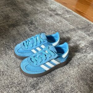 Adidas Blue Suede Shoes with White Stripes